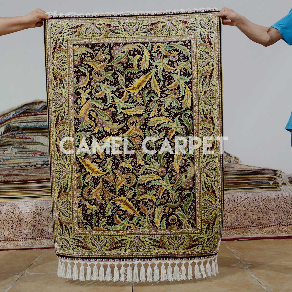 Hand Knotted Yellow And Green Rug.jpg