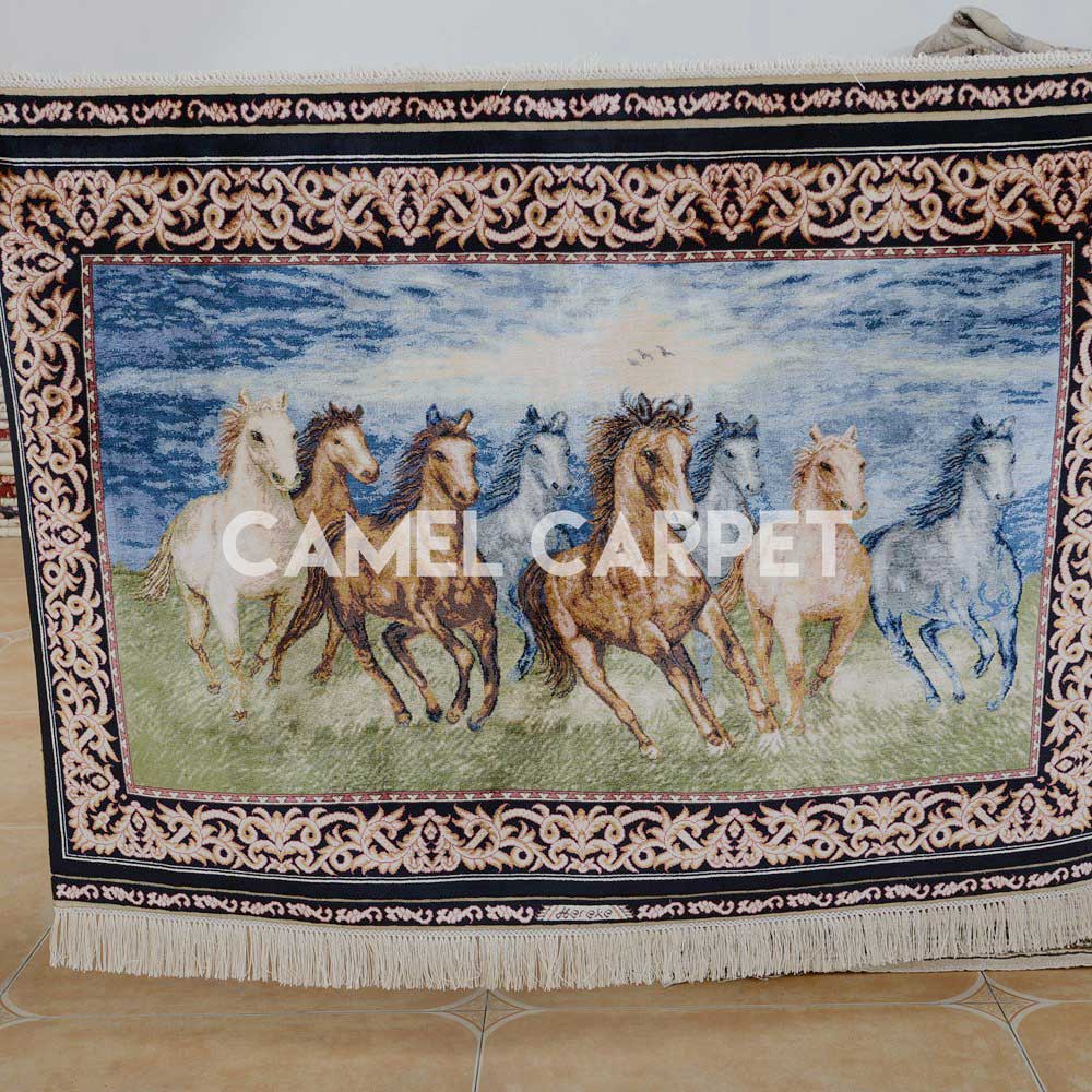 Handmade Silk Tapestry Horse Rug For Sale