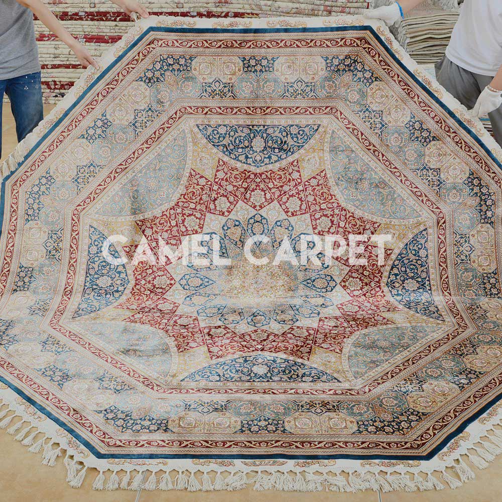 Hand Knotted Tribal Silk Octagon Rugs